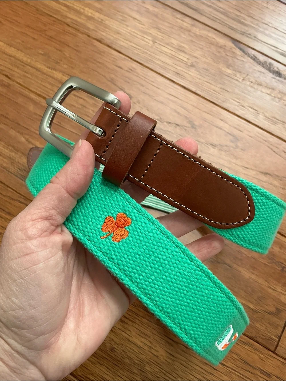 Vineyard Vines Irish St. Patrick’s Belt, green with Irish colors, size 32